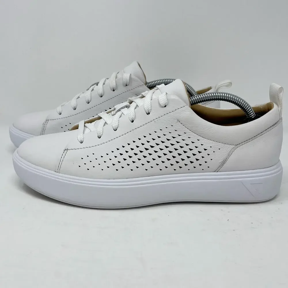 Under Armour White Perforated Leather Capeside Crew Sneakers Wmns 8.5